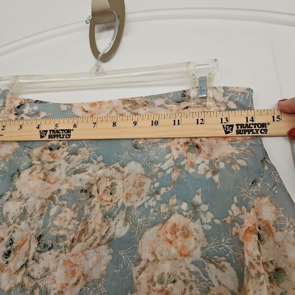 Mi Ami Skirt Lt.Blue Peach Floral Ruffle Hem Feminine Long Maxi Peek A Boo Fairy - Picture 4 of 9